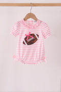Pink football sequin stripe ruffle bubble