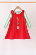Red Gingerbread Tree Embroidery 2pc Set