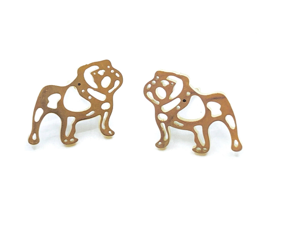 Gold Stainless Steel Bulldog Earrings