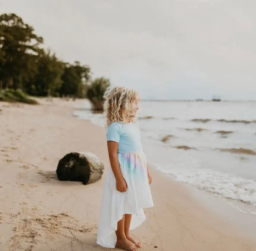 Pastel Blue Rainbow Hi Lo Dress
