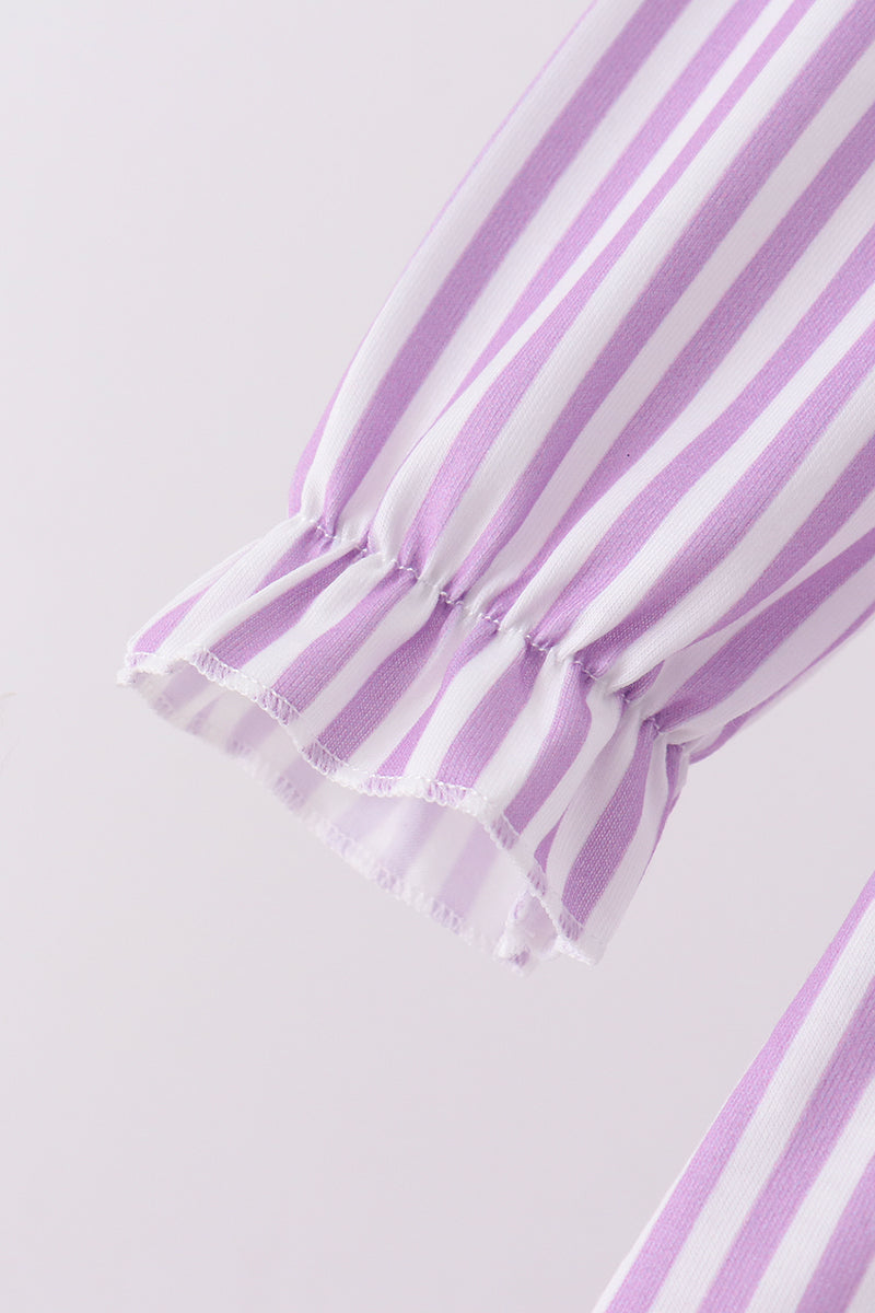 Purple Stripe Frozen Embroidery Bloomer Set