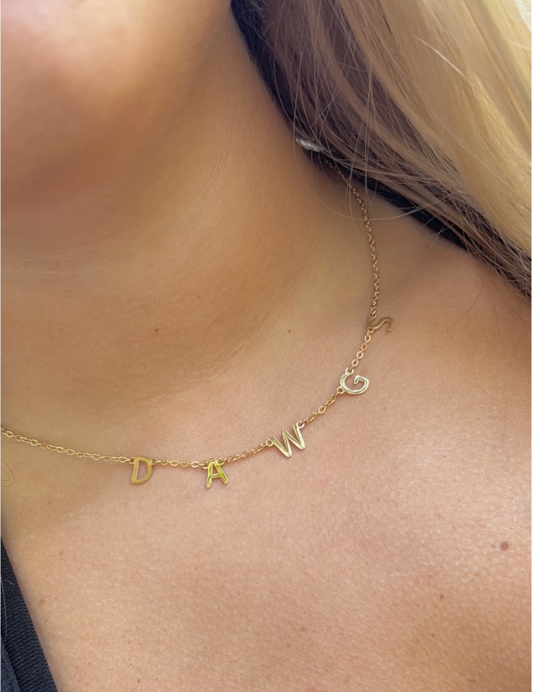 Gold DAWGS Dangle Layer Necklace